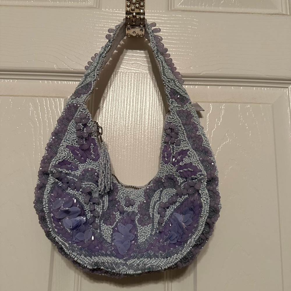 Chic Lavender Beaded Women's Hobo Bag